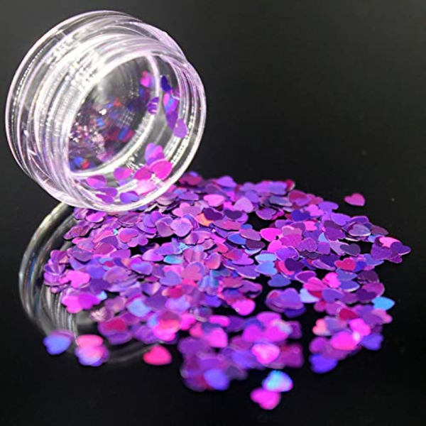 3D-form Lasermetall 12 lådor Nagelglitter Paljetter Nagelkonst Dekorationer Kromatisk Skönhet Holografisk Paillette Tips (Hjärta)