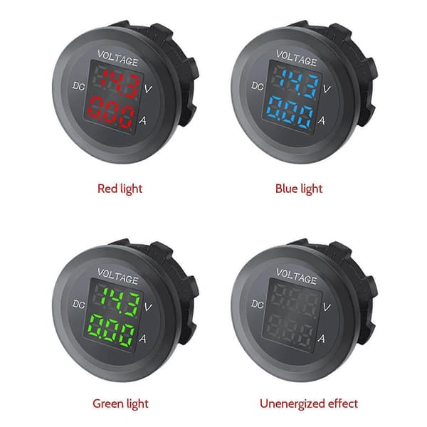 Bil LED Digital Voltmeter DC 12V/24V LED Dobbel Voltmeter Amperemeter Spenningsmåler For Bil Båt Universal