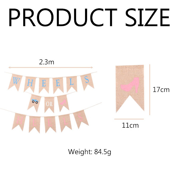 Hjul eller Hæl Banner Farverigt Flag Banner Babyshower Nyfødt, Hjul Hæl Halefinne Banner Burlap Snore Banner Høj Densitet Syet Kant Burlap Træk Banner