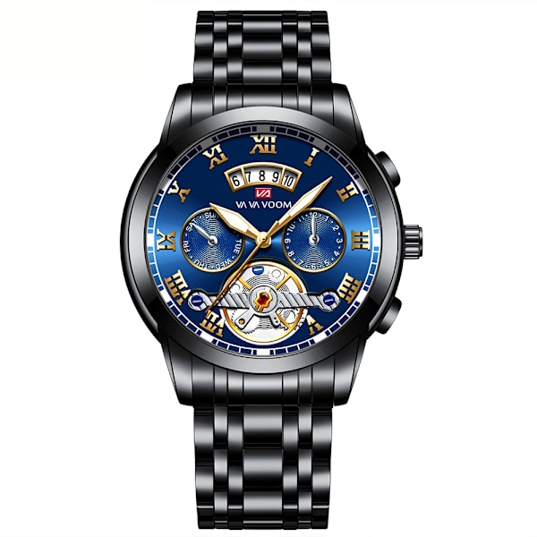Herruhr - Kronograf - Vattentät analog armbandsur för män - Stor urtavla - Lysande datumklockor för män - Klassisk elegant present