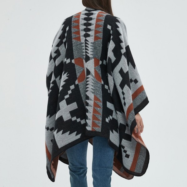 Dam Poncho Sjal Wrap Cardigan Öppen Framtill för