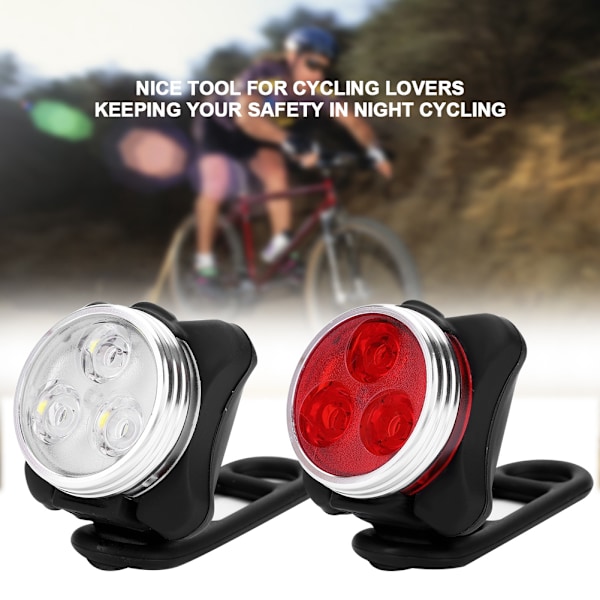 Vattentät USB Cykel Framlampa Cykel Baklykta Säkerhetslampa med Fäste för Utomhusbruk