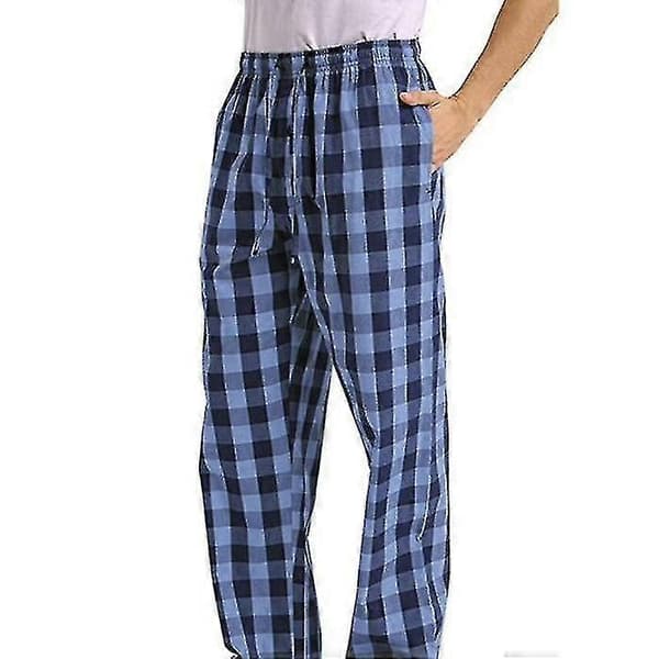 Pyjamasbyxor för män med dragsko och fickor för höst och vinter gray black M