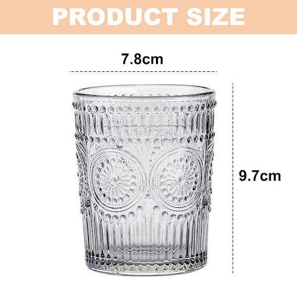 300 ml Vintage-vesilasit, Romanttiset Juomalasit, Lasitavar