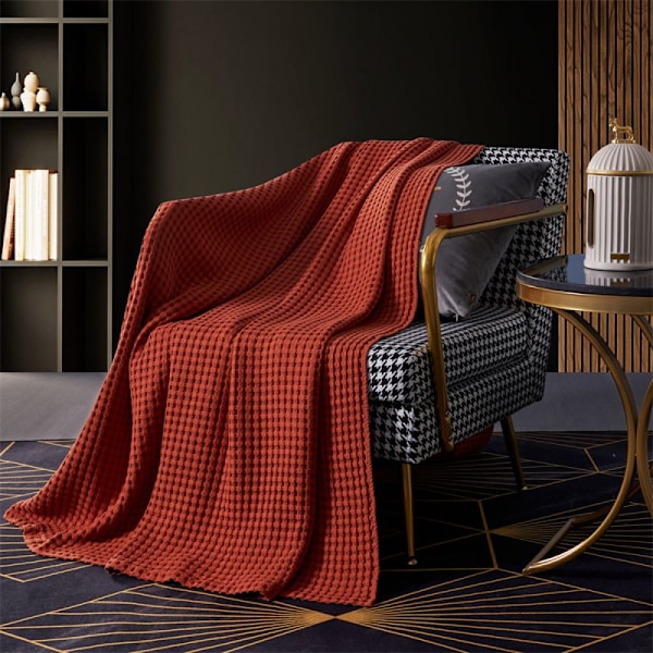 Kylande våffelpläd Queen Size, Lättviktig andningsbar pläd, Andningsbar sommarpläd för varma personer, Mjuk och filtar för säng soffa och divan