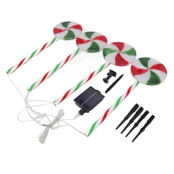 Solcelled Lollipop Lys IP65 Vandafvisende 8 Tilstande 1 til 4 Dekorative LED Julepæl Lampe til Have Sti Græs
