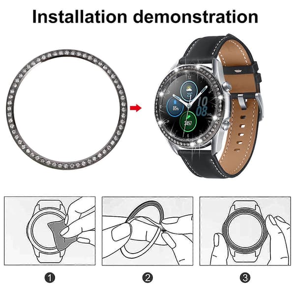 1 sæt smart urkrans borekransring kompatibel med Galaxy Watch 3 45mm