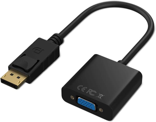 1080P(Musta) DP - VGA-sovitin, kullattu DisplayPort - VGA Co