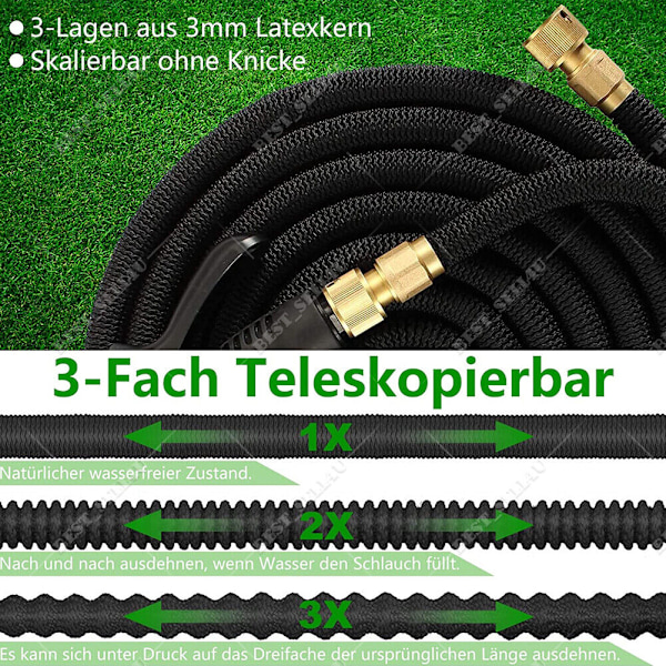 Flexibler trädgårdsslang expanderbar vattenslang Flexislang flexibel 5-30M