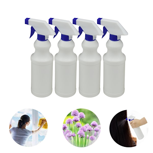 Innovativ Sprayflaskset (500 ml, 4-pack), Justerbart Munstycke för Dimm &amp; Stråle, Garanterat Läcksäkert och Tätningsfritt, Idealisk för Hushåll, Kommersiellt bruk