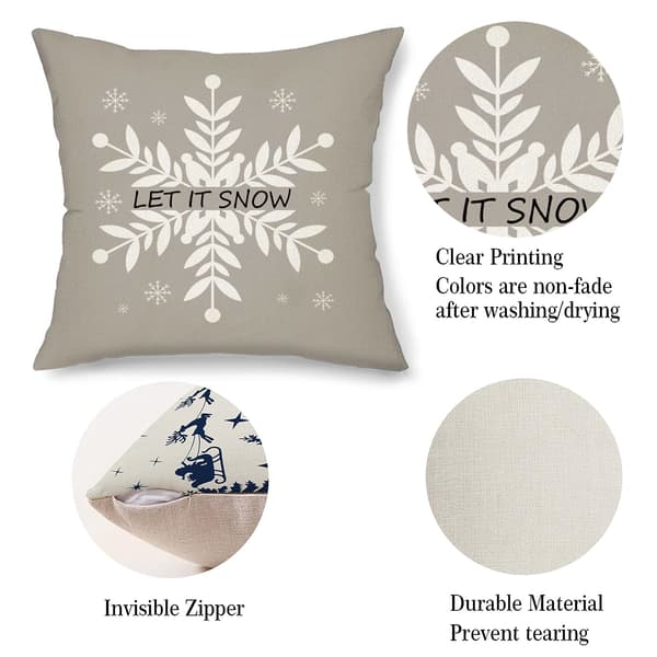 4 st Julkuddfodral Snöflinga Julgran Juldekoration Kuddfodral (Kuddfyllning Ingår Ej)