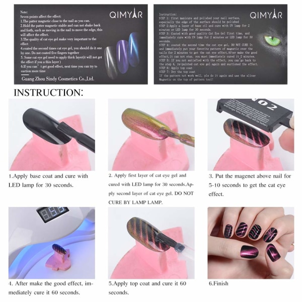 Magnetplatta trollstavstavla nagelkonstverktyg för DIY Magic 3d magnetisk polering kattögon Välj 11st/set