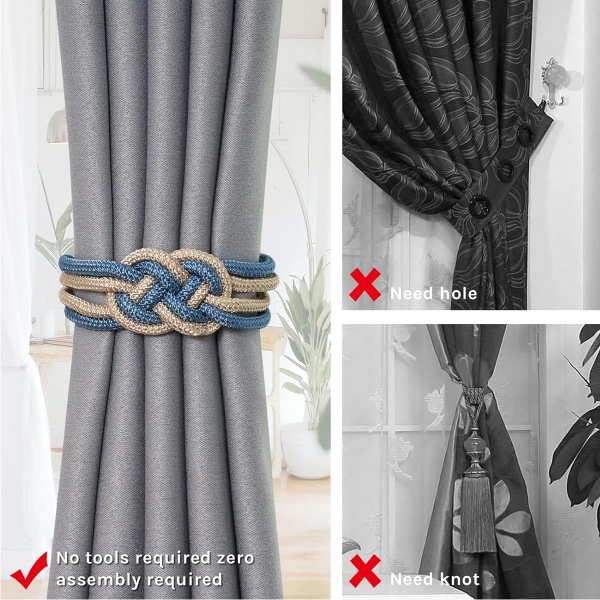 2 Par Magnetiske Gardinholdere i Nordisk Stil
