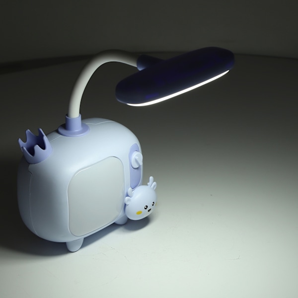 Leselampe for barn, TV-stil base, silikon, svanehals, USB-lading, myk LED-lampe, skrivebordslampe for studenter, arbeid, blå