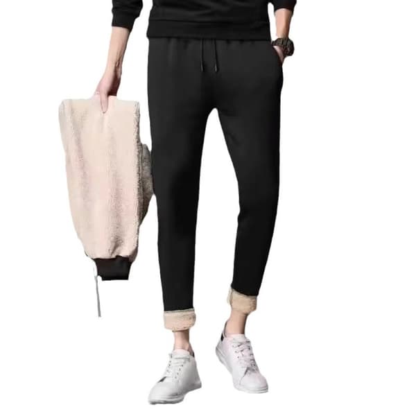 Joggingbyxor herr vinter fleece sweatpants hög midja träning byxor