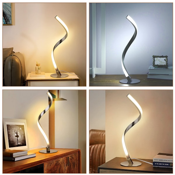 LED-bordslampa, modern bordslampa i rostfritt stål, sovrum, vardagsrum, kontor, sänglampor