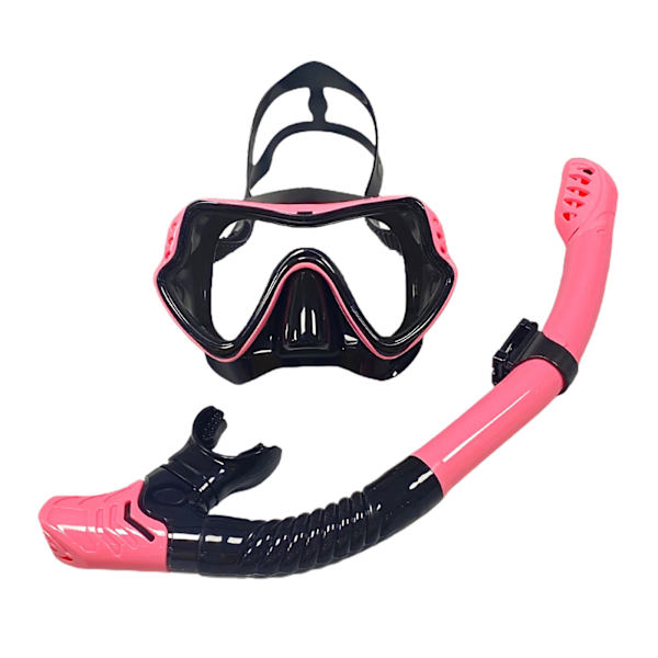 Pinklig-sort Snorkelsæt, Snorkelsæt med Tørt Top Snorkel og Hærdet Glas Svømning Dykning Snorkelmaske, 180°HD Visning, Ingen Lækage