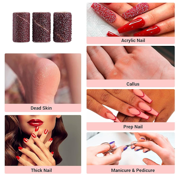 100 st professionella slipband för nagelvård 180 grit fil slipbit set för nagelborrmaskiner