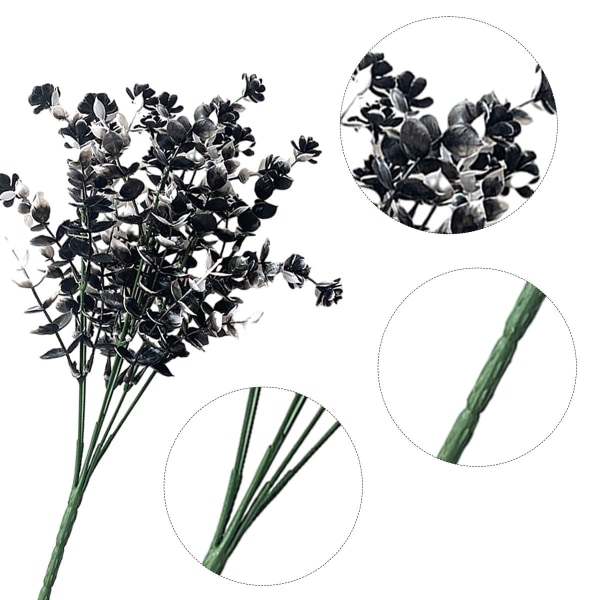Konstgjorda eukalyptusblad Set om 2, svart och vitt, falskt