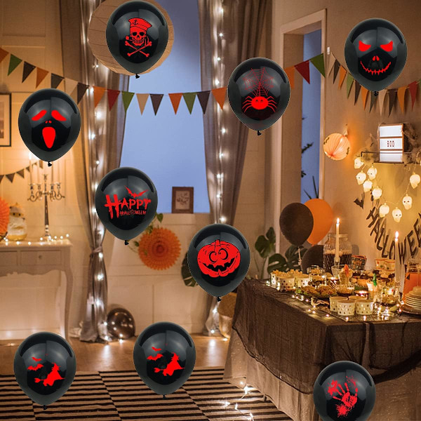 Skräcktema, Festivalballonger Kit 12 Tum Väggdekoration, Latexmaterial Halloweenfest Dekor Takdekoration Säker Latex Läskig Atmosfär