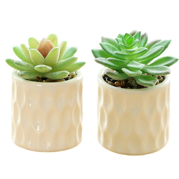 2 stk kunstige blomster simulering sukkulent bonsai mote