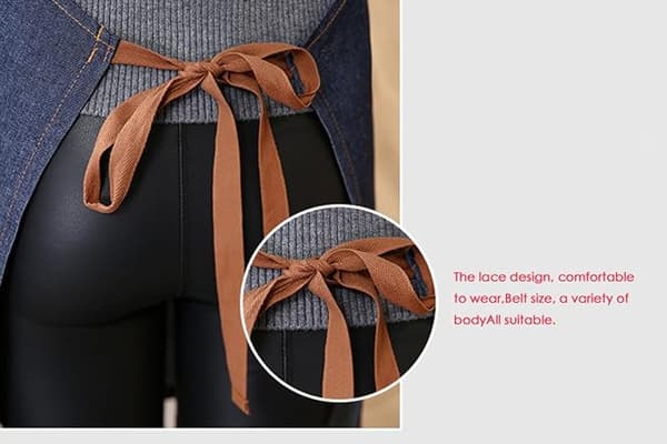 Säädettävä denim-keittiöesiliina taskulla ja 3 taskulla miehille
