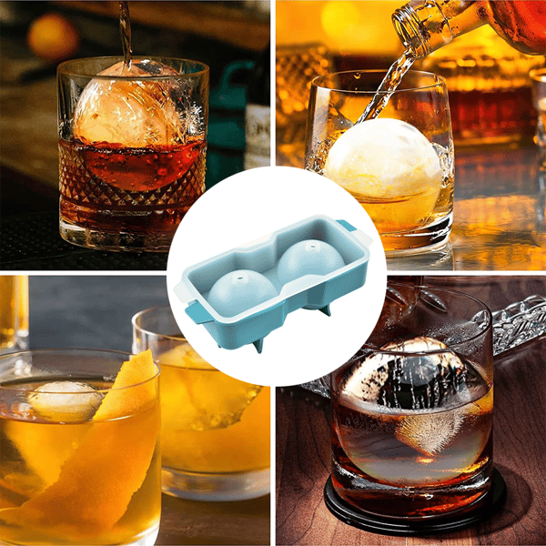 Innovative ismaskiner, runde kugle-isterningebakker til whisky, neutral tone komplementerer enhver køkkenindretning, is af professionel kvalitet