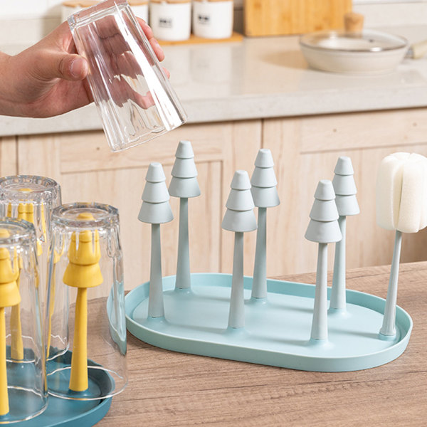 Babyflaske tørkerack, koppholder avtakbar 6-brakett drenering