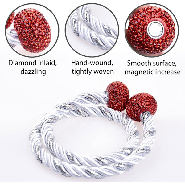 2 kpl Timantti-koristellut Magneettiset Verhokiinnikkeet Bling Crystal D