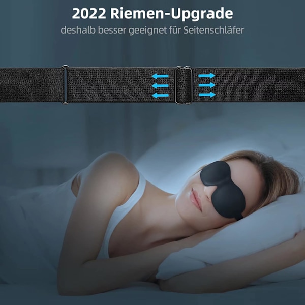 Silent Night Companion, Avancerad förseglingsprocess säkerställer fullständig ljusblockering, Mjuk Lätt Bekväm Sovmask, 15° Vinkel Tunnare Sidor