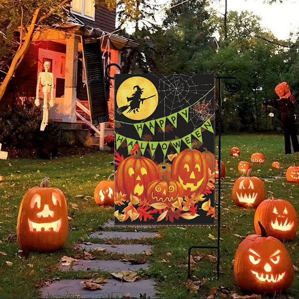 Halloween-puutarhalippu 12 x 18 tuumaa, Halloween-liput pellavaa