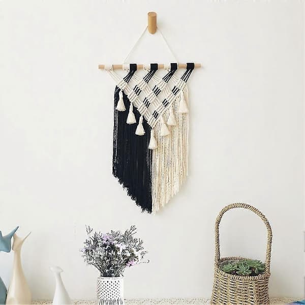 Stort Macrame Vægtæppe Med Kvast Håndvævet Nordisk Stil Til Stue Soveværelse Hus