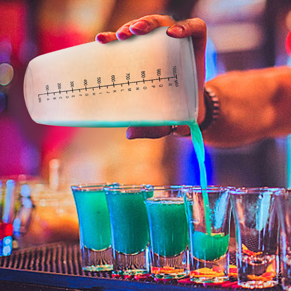 Cocktailshaker för professionellt bruk, plastdrinkmixer med fin stansningsteknik och läckagesäker design, tydlig skala för mätning,