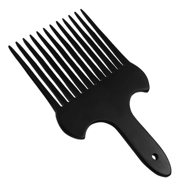 Svart bredtandad kam i plast för afrohår, flätor och styling