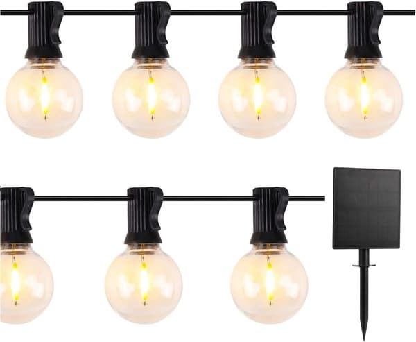Solcellsdrivna ljusslingor för utomhusbruk - 7,6 meter - 25 G40 LED-lampor - USB S