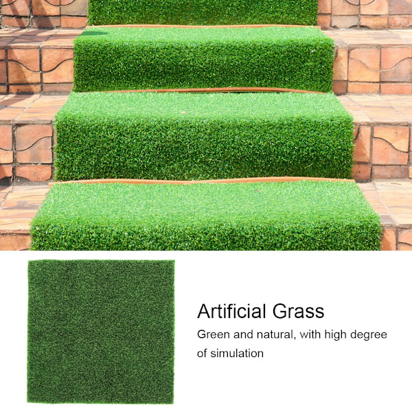 5 stk Kvadratiske Kunstig Gras Hageplen DIY Miniatyr Landskapsdekorasjon 30x30cm