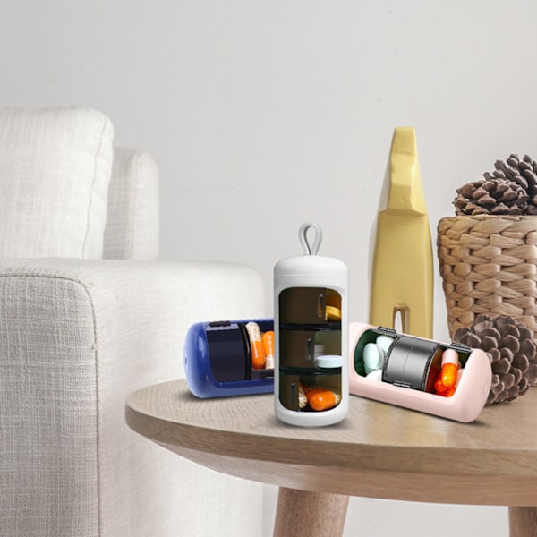 3-osainen Pill Organizer -säiliö tableteille, matkakäyttöön, pieni laatikko tableteille, lääkesäiliö, pillidispenseri
