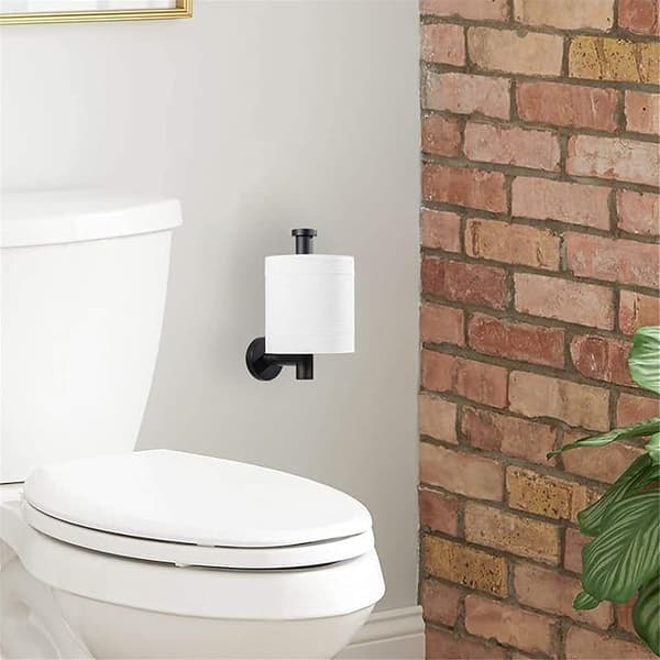 Sort Toiletrulleholder, Vægmonteret Toiletpapirholder til Ba