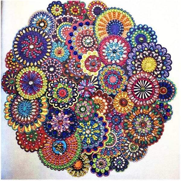 Diamantmaleri DIY 5D Spesial Formet Rhinestone, Mandala Blomst