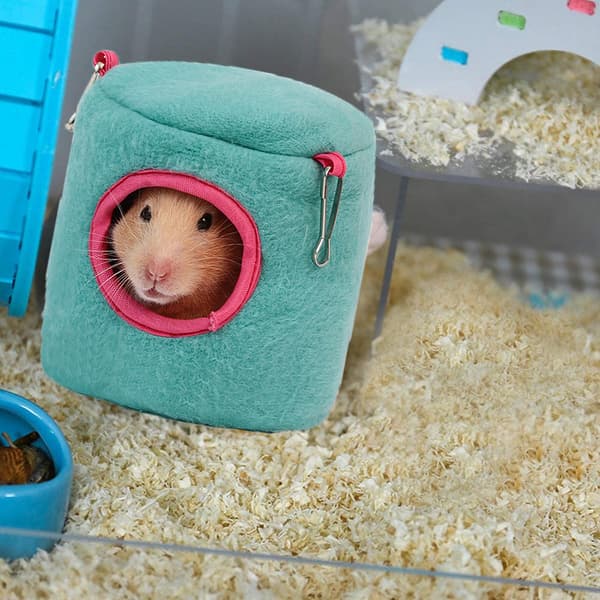 2 stk. Mini Hamster Seng Gemmesteder og Huse, Bomuld Mini Dyr Kæledyrsrede Hule blue M