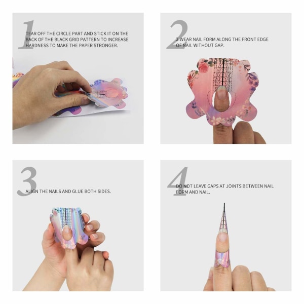 100 st Square/Oval/C-Smile Shape Självhäftande korta nagelformade klistermärken för Gel Akryl Nageltips Förlängning Akryl Curve