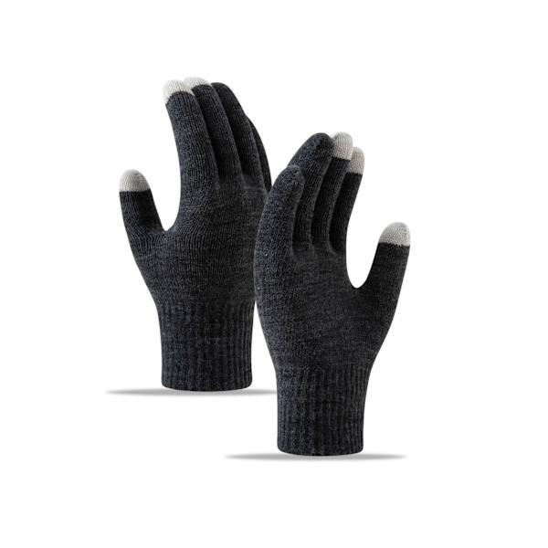 Djupgrå Vinter Touchscreen Handskar Stretchig Stickad Touchscreen Handske