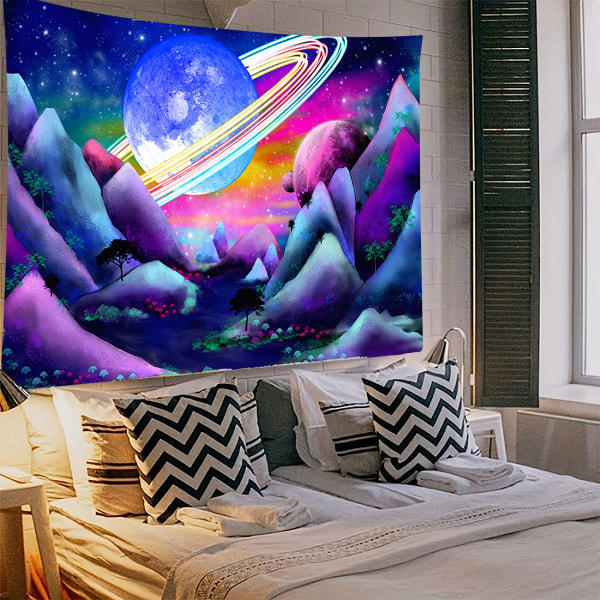 Planetary Tapestry reflekterar galaxrymden Tapestry Black Light