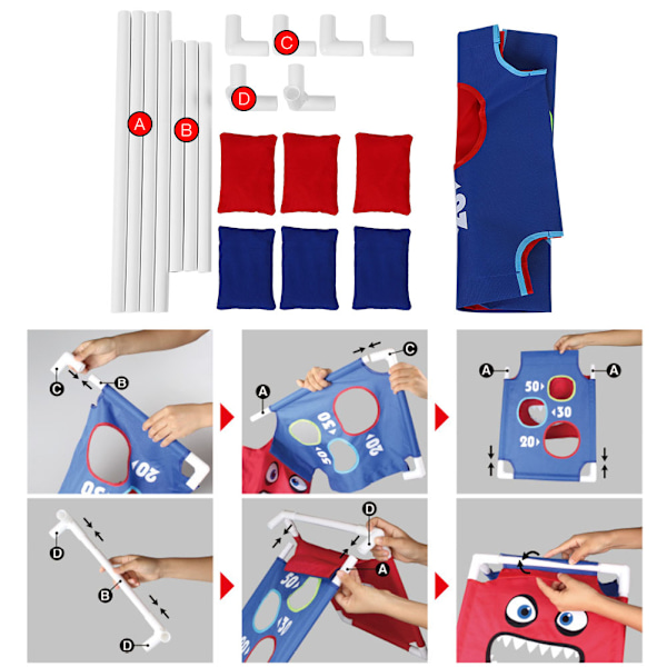 Portabelt Bean Bag Toss Cornhole Spelbräde Set med 1 Bräda och 6 Beanbags