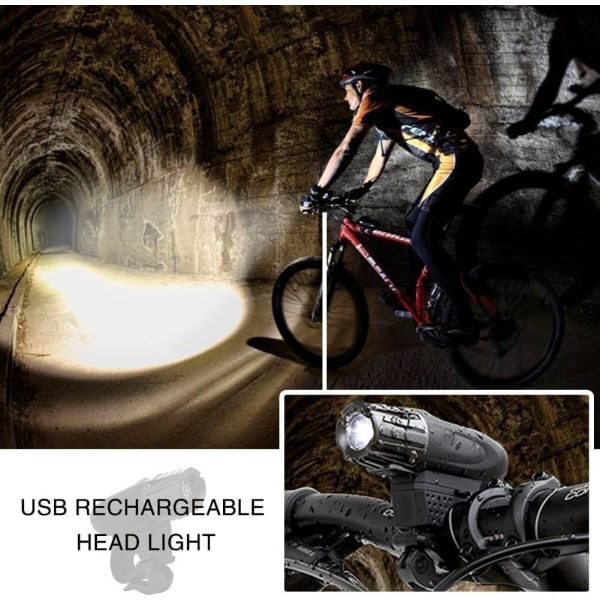 BESTSUN Bike Light Set, USB Uppladdningsbar Cykel Strålkastare & Tai