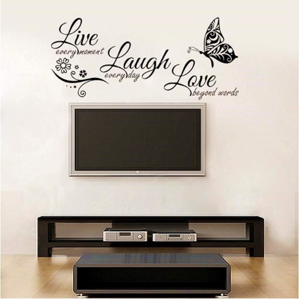 Live Love Laugh Set 3 Veggdekor Motiverende Veggklistremerker, Fami