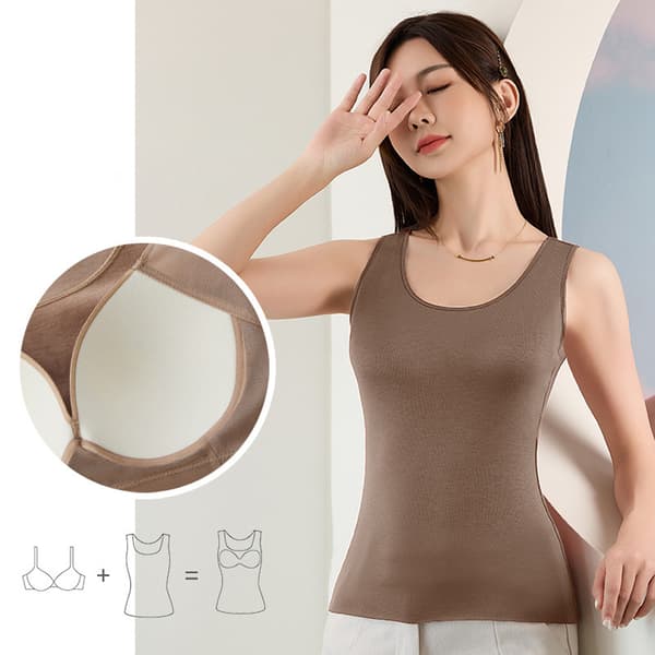 Termisk undertrøje til kvinder, tanktop vest, varmt basislag, khaki