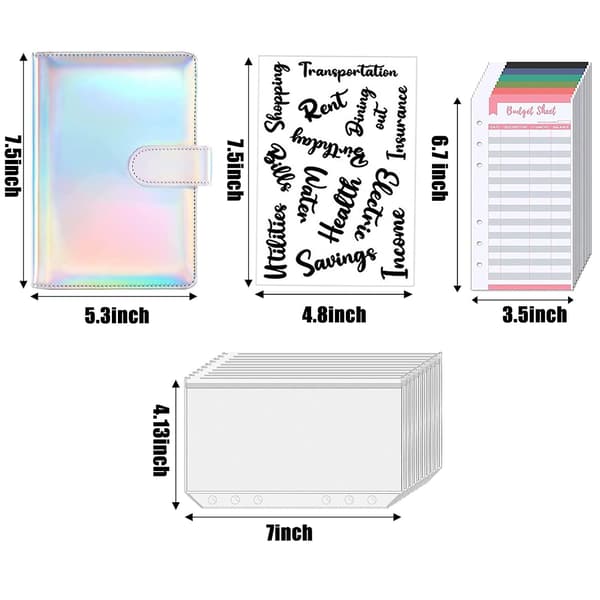 Budget Binder - A6 Budget Planner Kontantkuverter Kuvertmetode, Budget Planner Penge Organizer Passbook med Folier