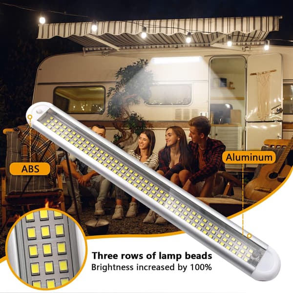 4-pakning (hvit) 12V LED varebil interiørlyssett 120 LED-strips Li