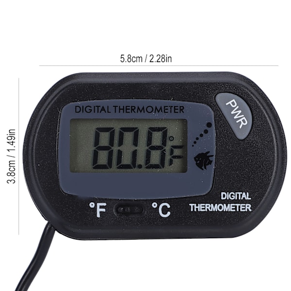 LCD Digital Akvarium Termometer Praktisk Stor Klar Skjerm Justerbar Fiskekum Termometer Svart